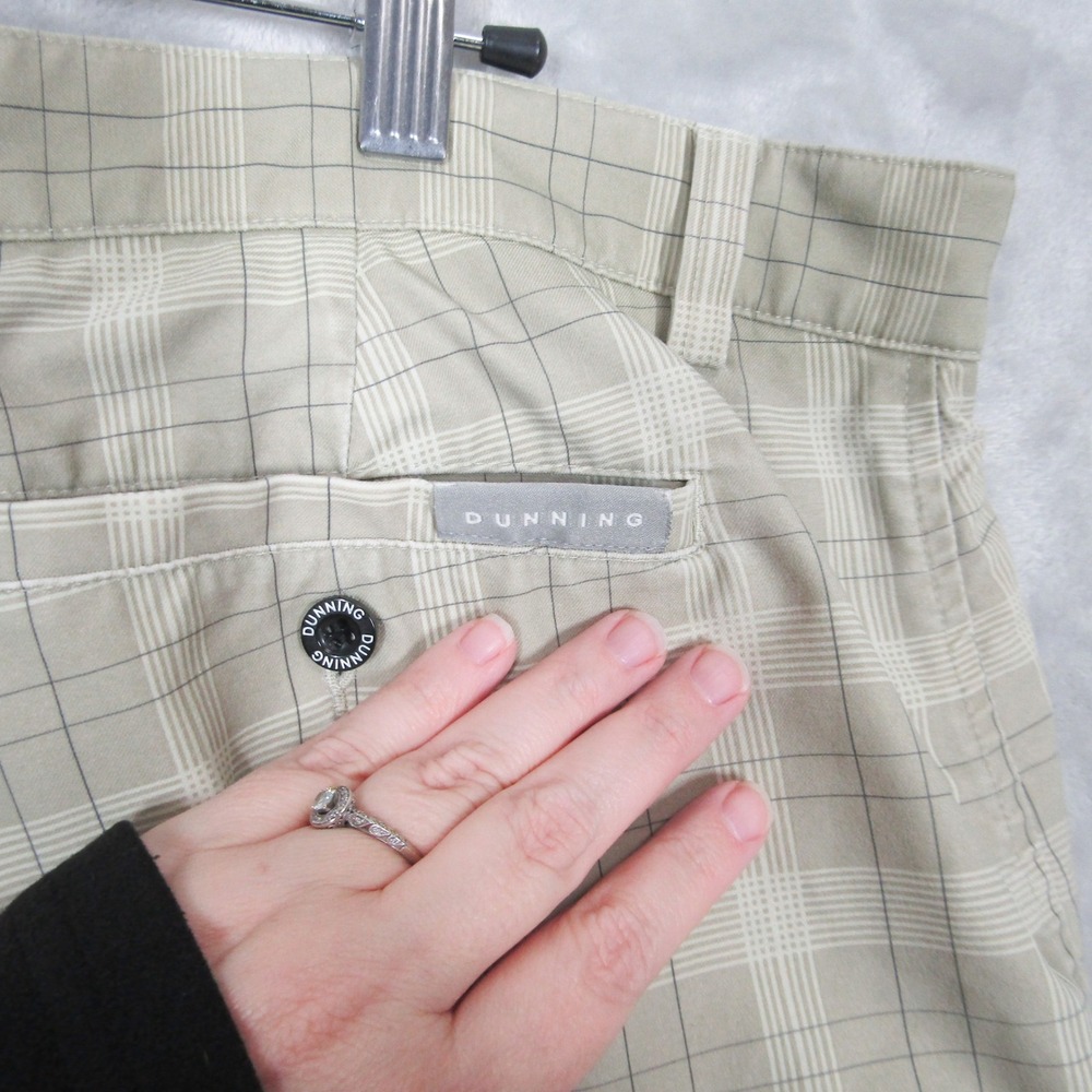 Dunning Mens Golf Shorts Size 40 Sage Green Plaid Stretch Performance Activewear - Picture 10 of 13